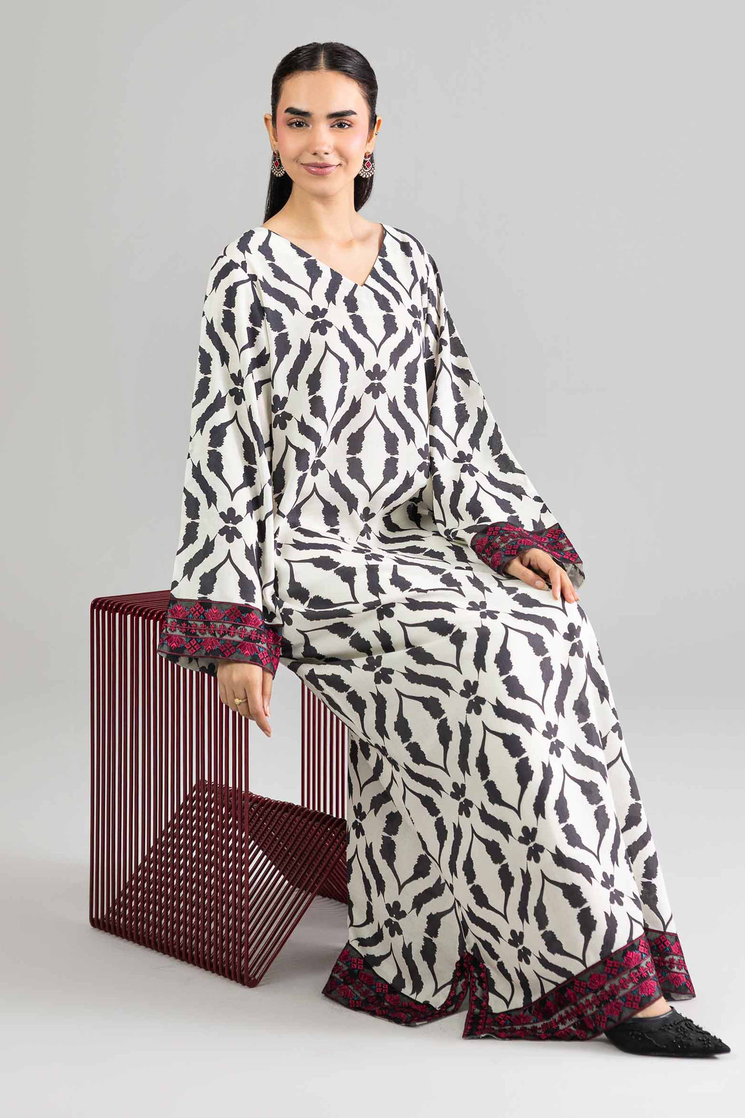 Printed Embroidered Dress - FE26-48 - Image 5