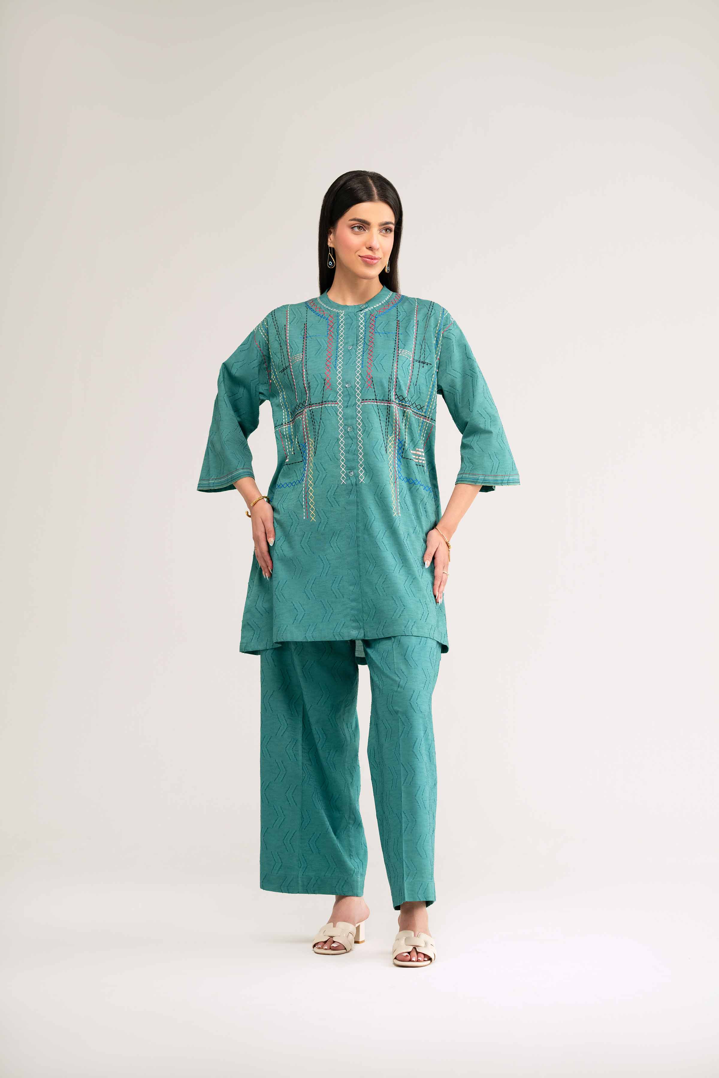 2 Piece - Embroidered Suit - FS25-09 - Image 4