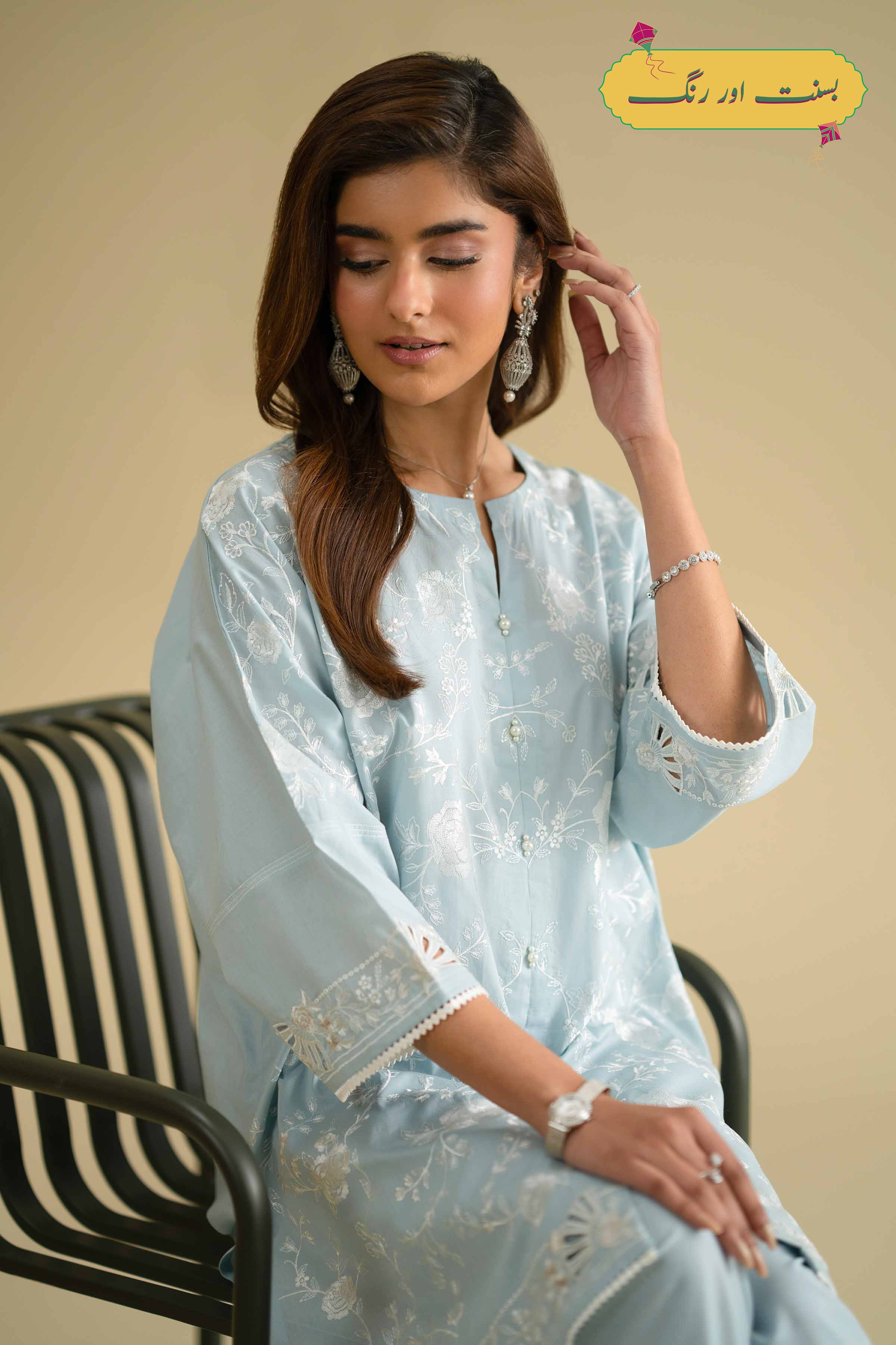 2 Piece - Embroidered Suit - KFE26-57 - Image 9