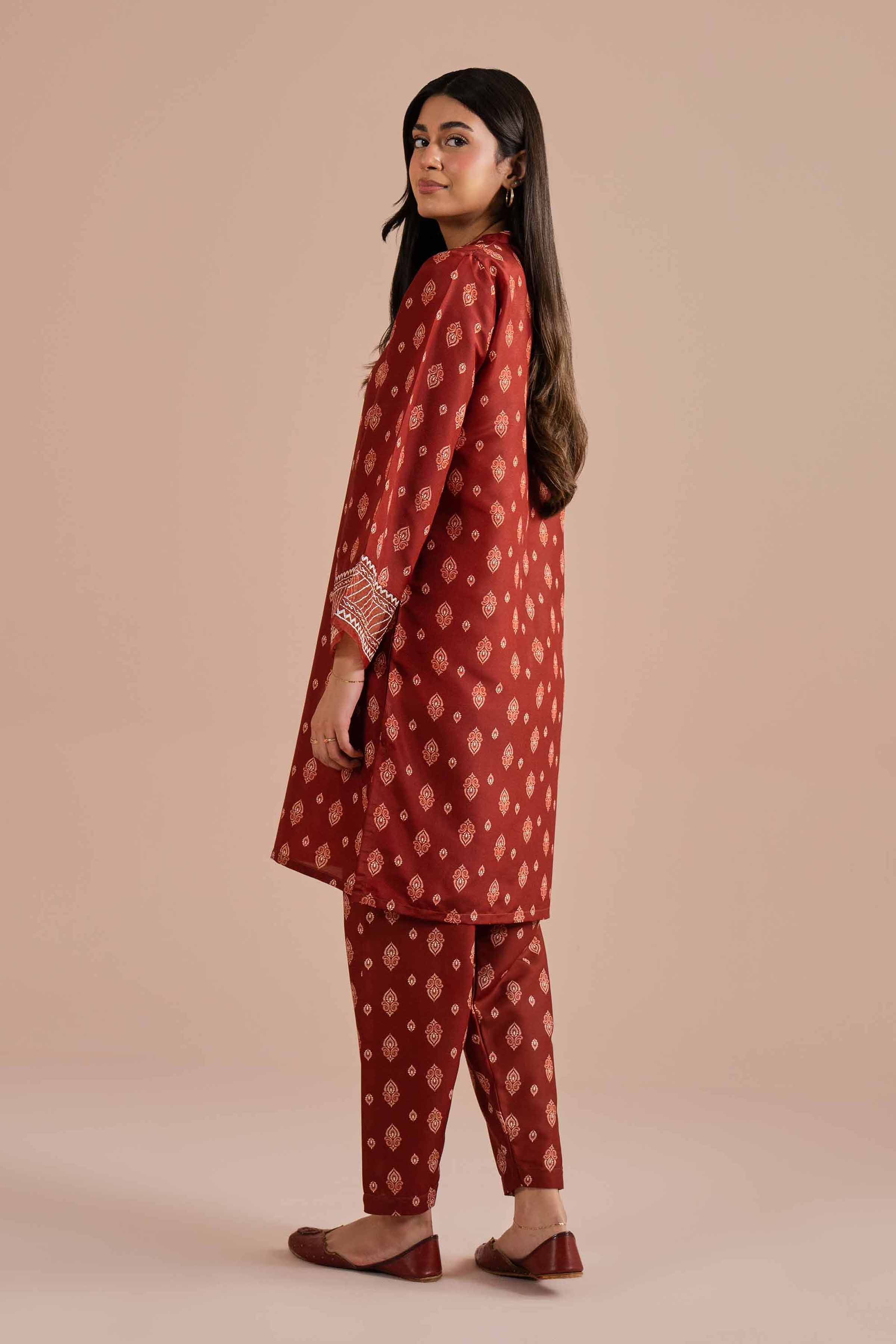 2 Piece - Printed Embroidered Suit - PE26-26 - Image 3