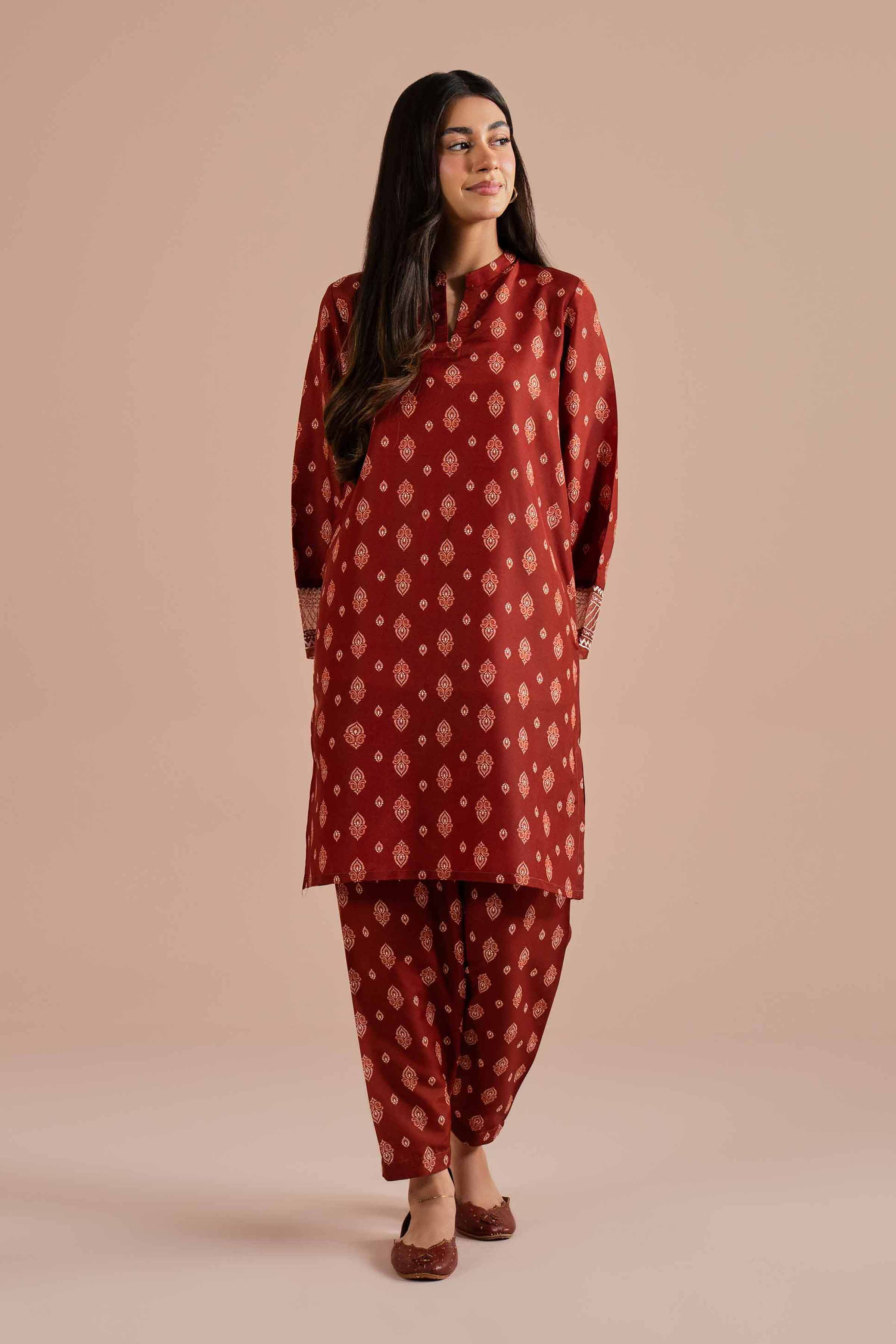 2 Piece - Printed Embroidered Suit - PE26-26 - Image 5