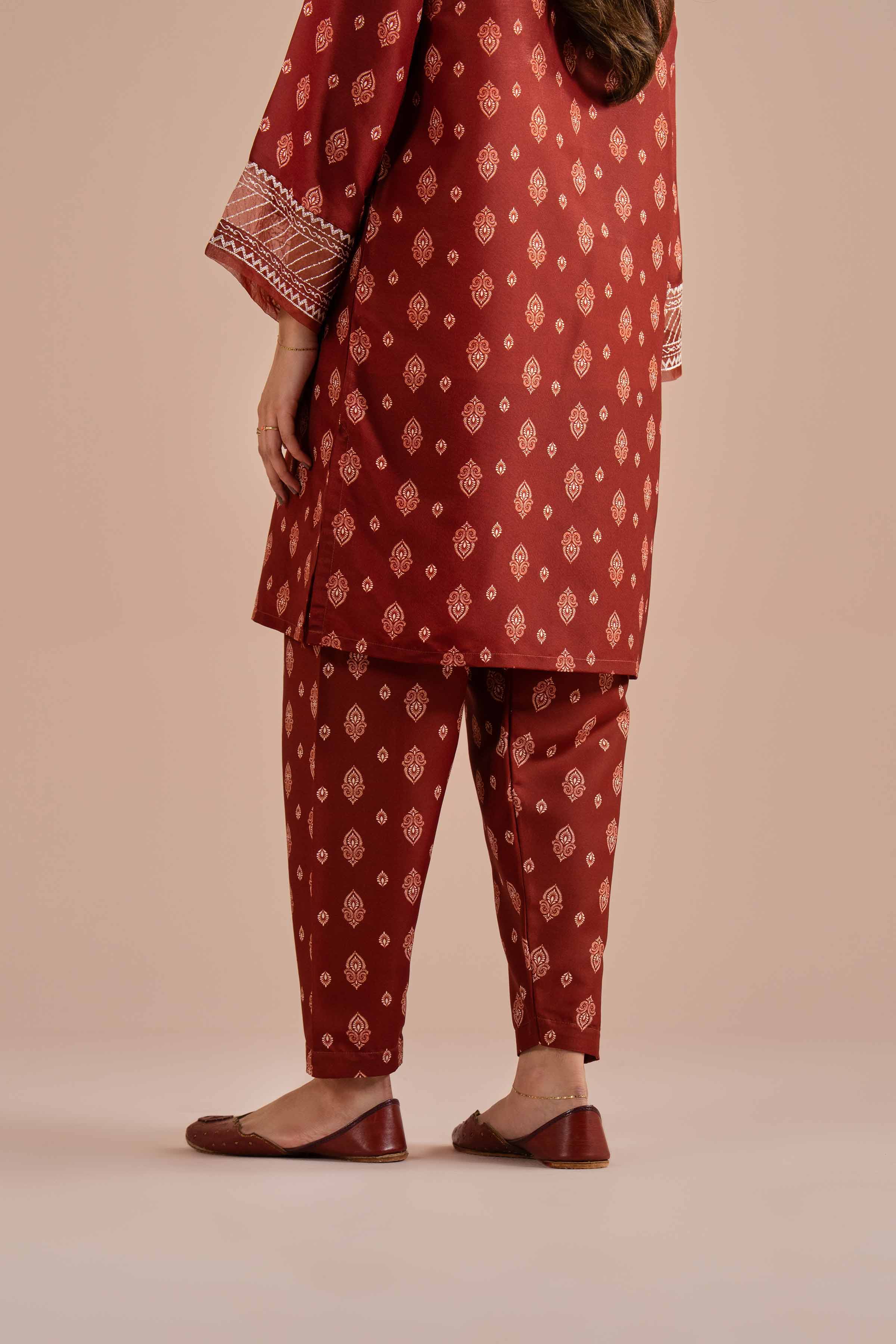 2 Piece - Printed Embroidered Suit - PE26-26 - Image 9