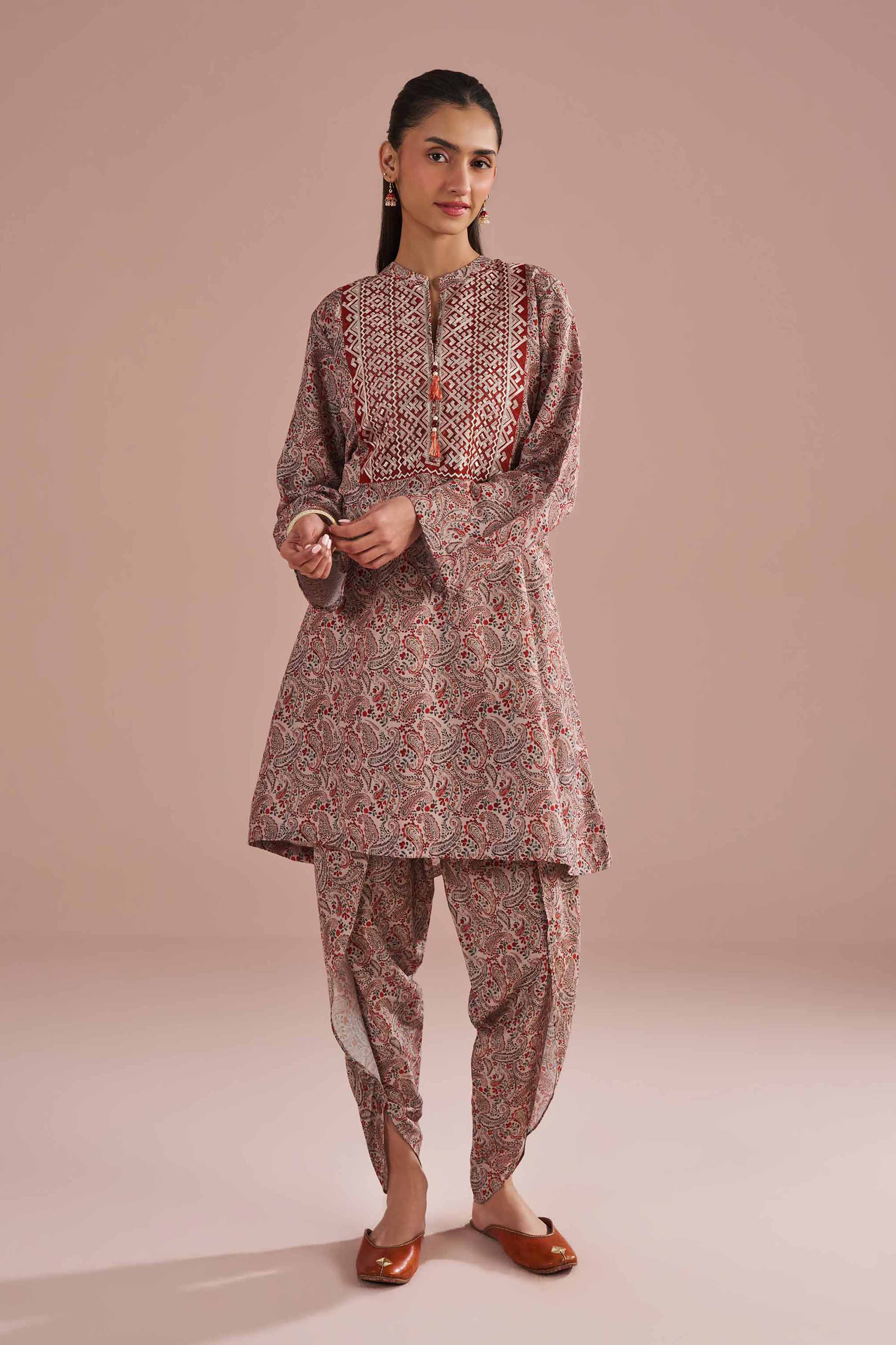 2 Piece - Printed Embroidered Suit - PE26-28 - Image 5