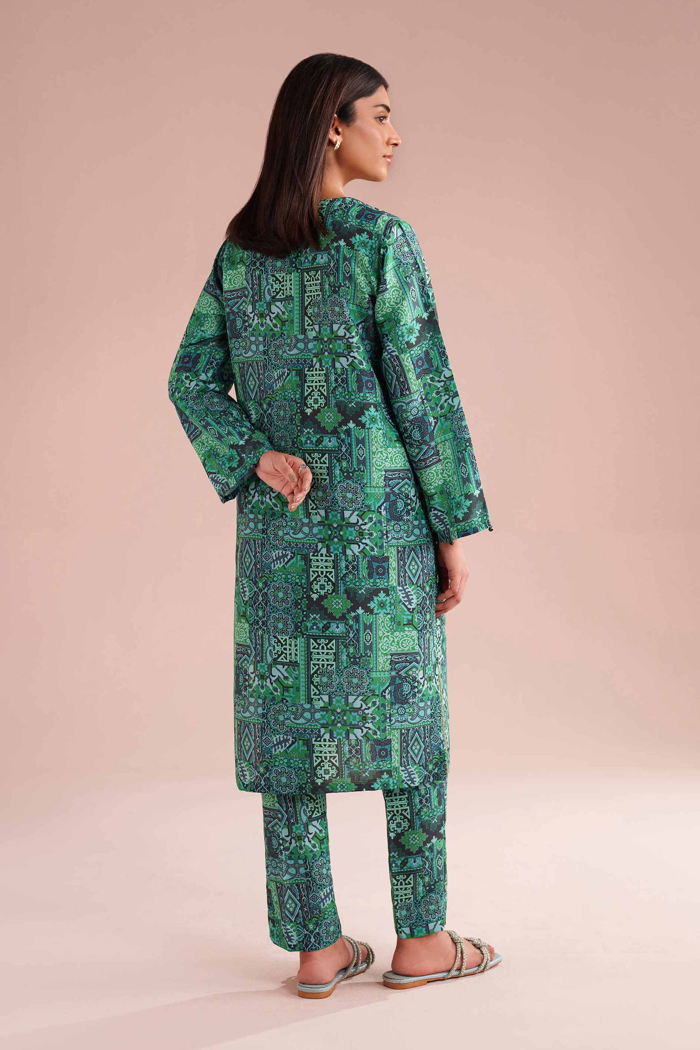 2 Piece - Printed Embroidered Suit - PE26-35 - Image 3