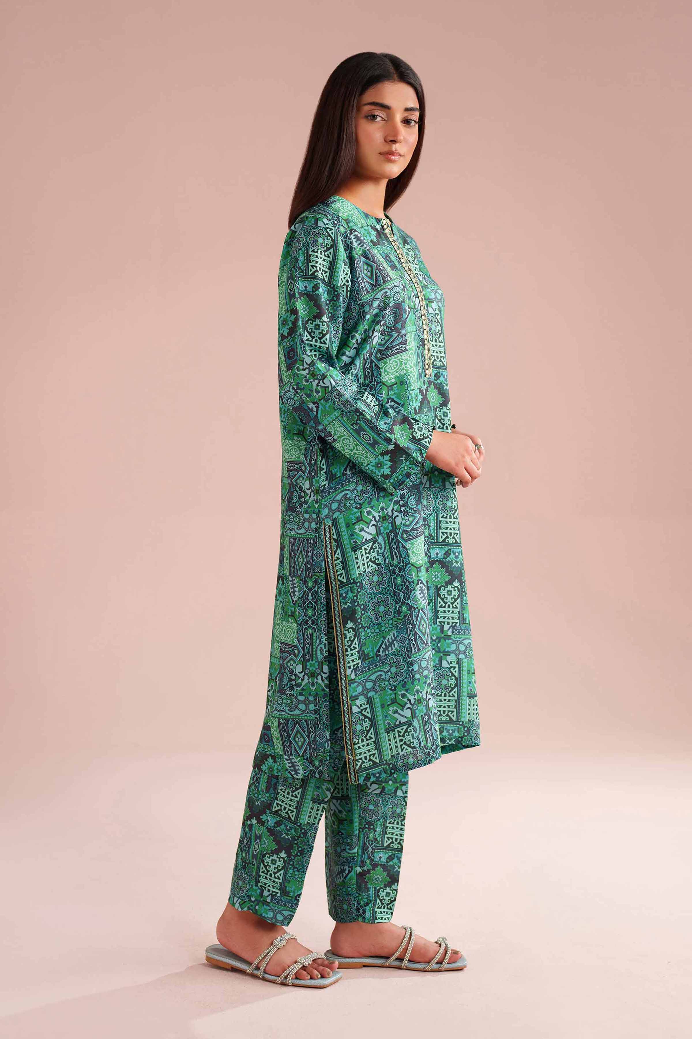 2 Piece - Printed Embroidered Suit - PE26-35 - Image 4
