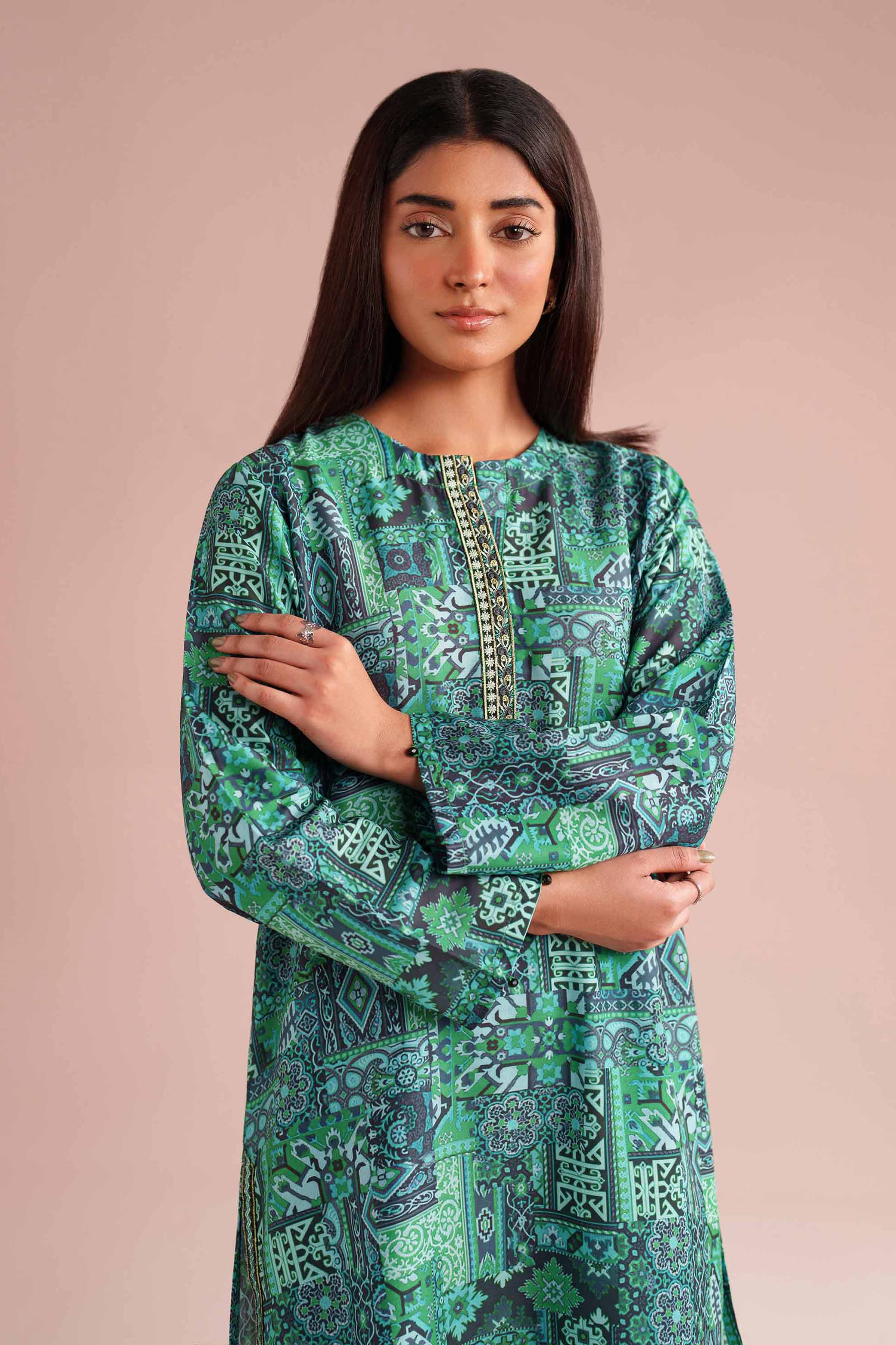 2 Piece - Printed Embroidered Suit - PE26-35 - Image 7