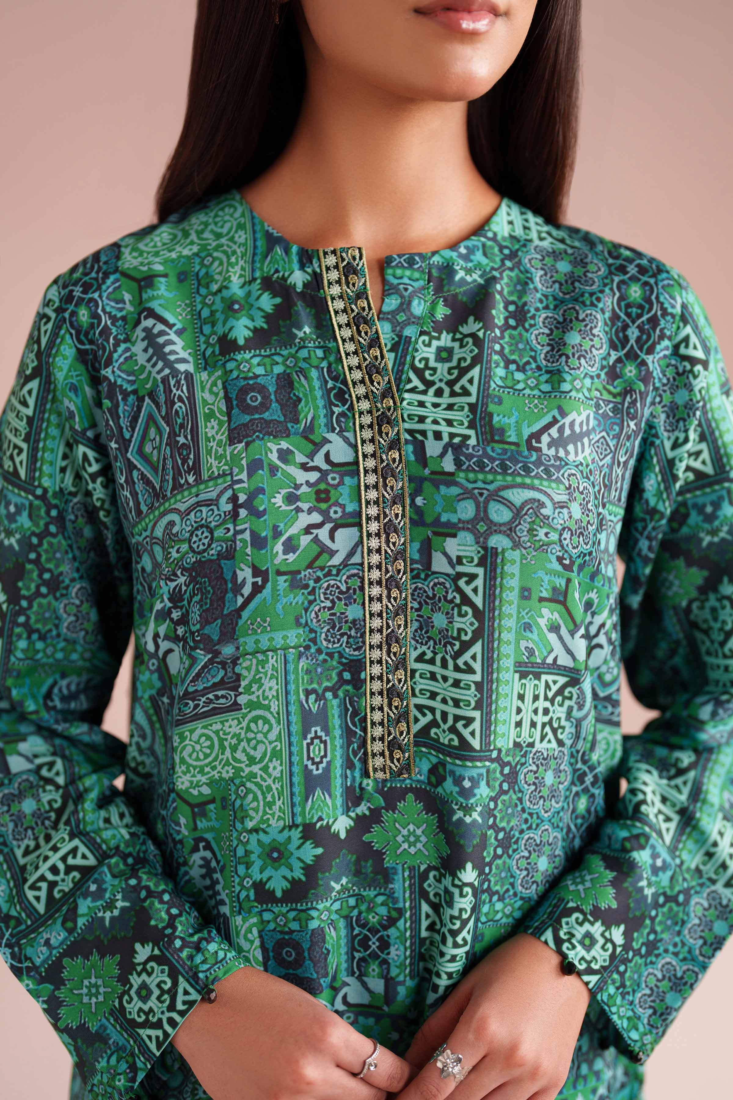 2 Piece - Printed Embroidered Suit - PE26-35 - Image 8