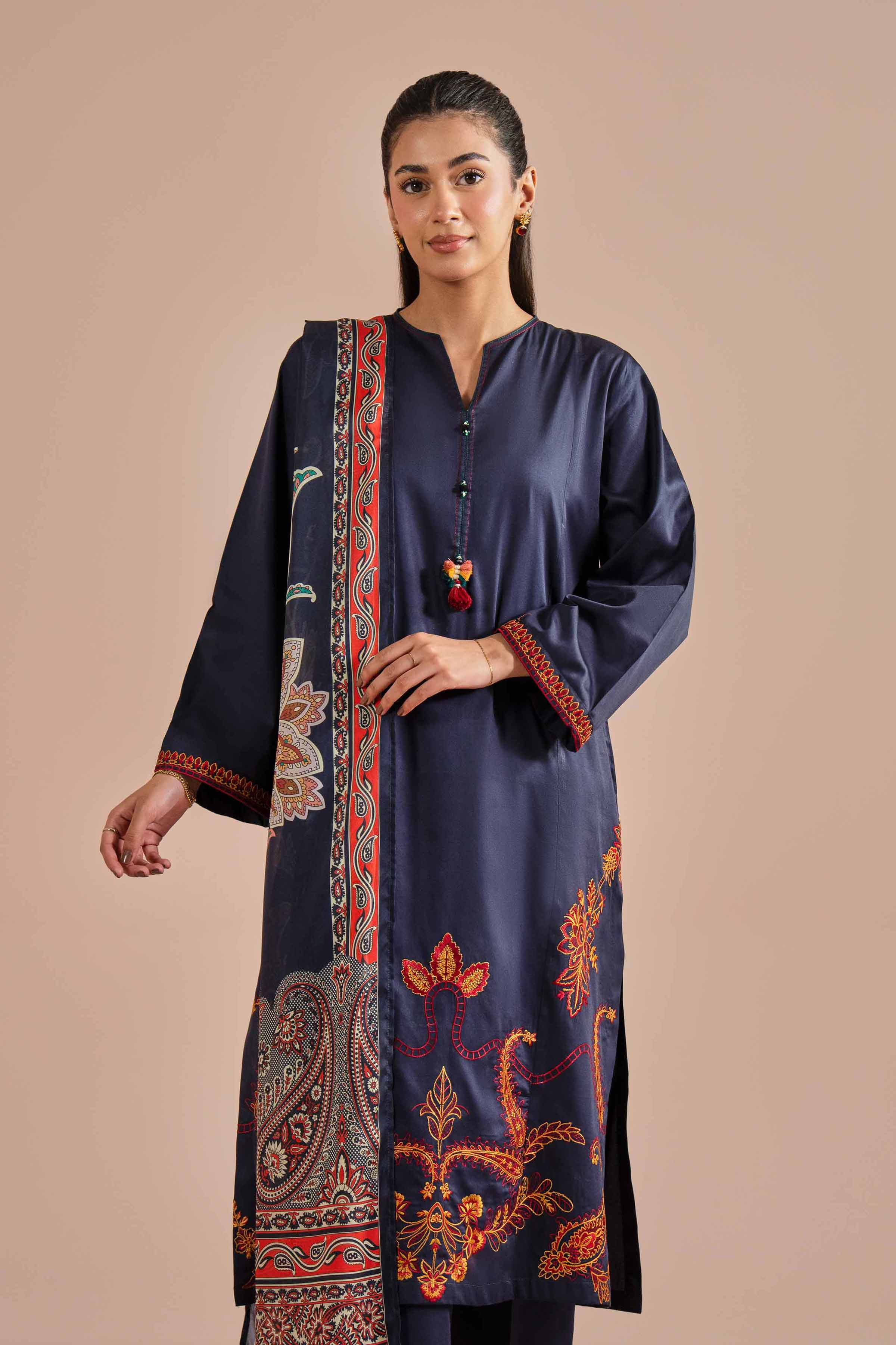 3 Piece - Embroidered Suit - PE26-65 - Image 5
