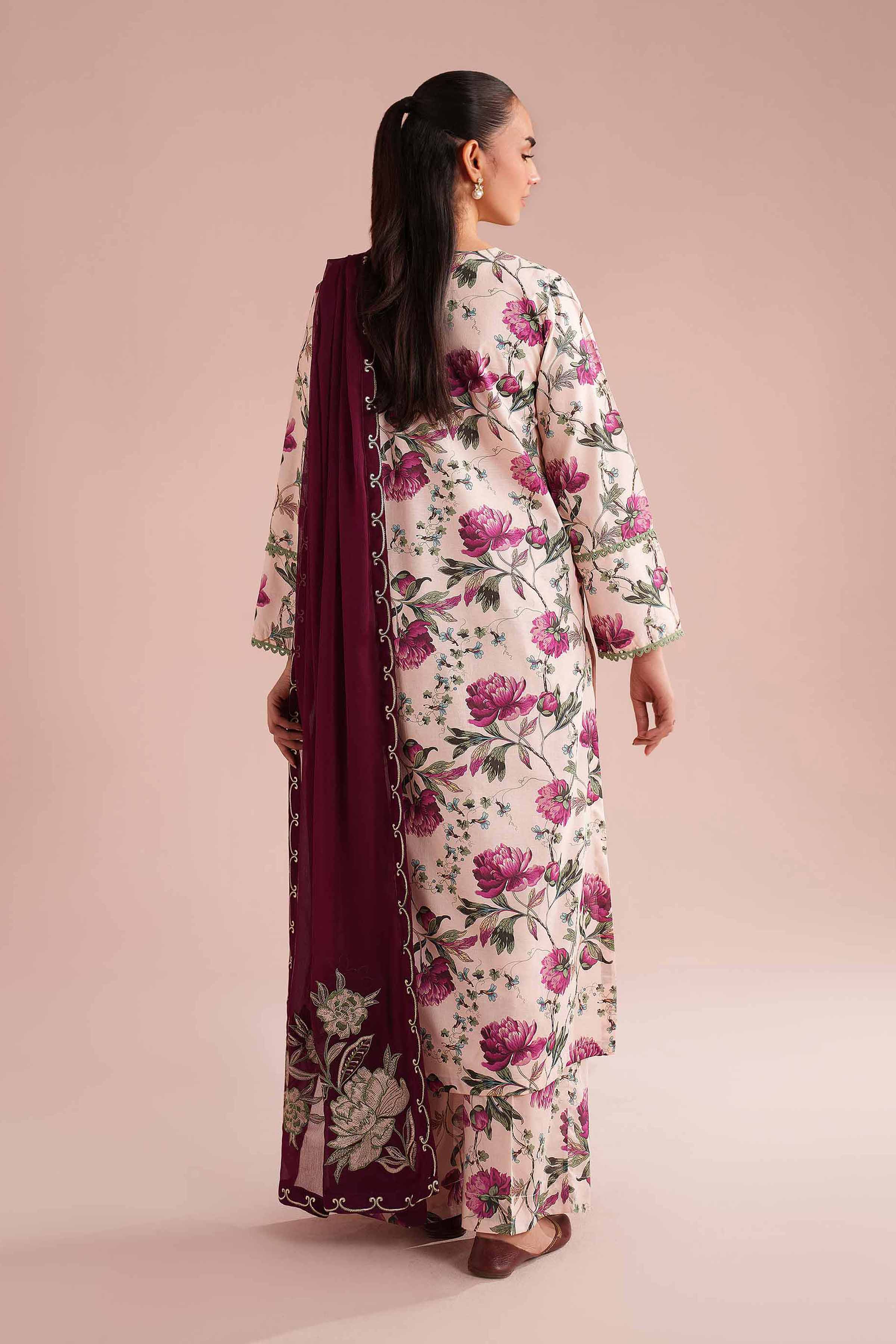 3 Piece - Printed Embroidered Suit - PE26-70 - Image 3