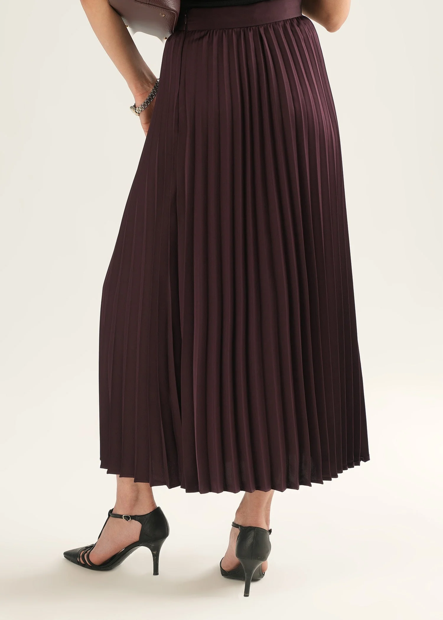 Satin Pleated Skirt - KOA - Image 4