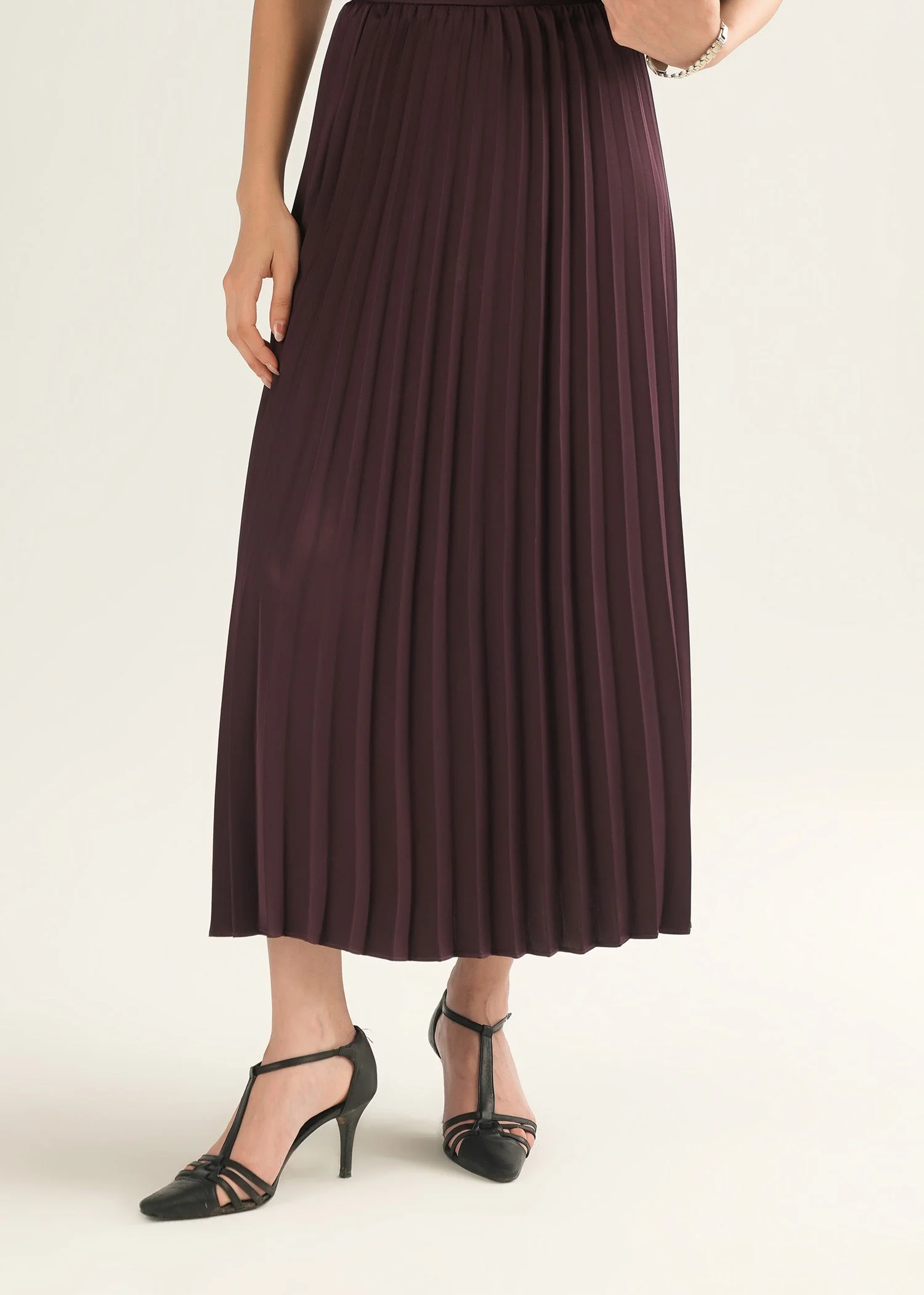 Satin Pleated Skirt - KOA - Image 5