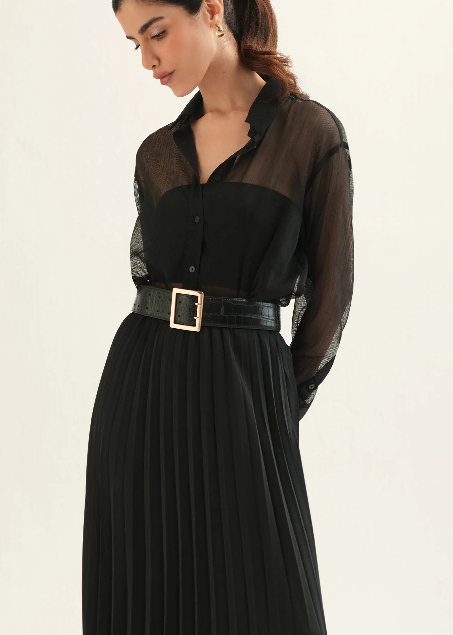 Satin Pleated Skirt - KOA - Image 5