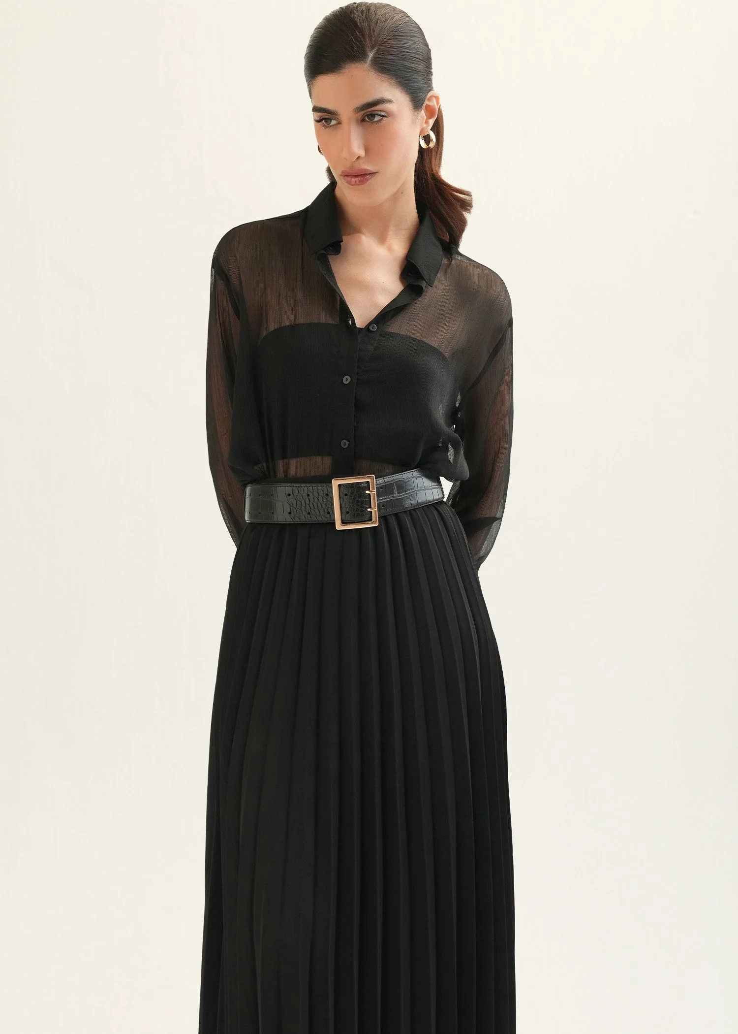 Satin Pleated Skirt - KOA - Image 7